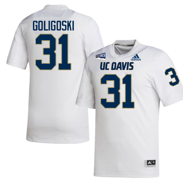 UC Davis Aggies #31 Sam Goligoski College Football Jerseys, Uniforms Stitched Sale-White